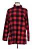 Lands' End 100% Polyester Checkered-gingham Red Turtleneck Sweater Size M - photo 1