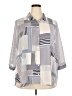 Rose + Olive Color Block Blue 3/4 Sleeve Button-Down Shirt Size 2X - photo 1