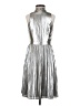 Ann Taylor 100% Polyester Metallic Silver Gold Cocktail Dress Size 00 Petite - photo 2