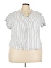 Como Vintage Stripes Blue Short Sleeve Blouse Size 2X - photo 1