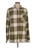 Justify 100% Polyester Plaid Green Long Sleeve Blouse Size L - photo 1