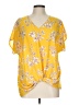 West Kei 100% Polyester Yellow Short Sleeve Blouse Size L - photo 1