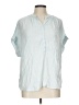 Point Sur 100% Viscose Solid Blue Short Sleeve Blouse Size L - photo 1