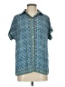Max Studio 100% Polyester Paisley Teal Short Sleeve Blouse Size XS - photo 1