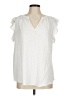 Mustard Seed 100% Cotton White Short Sleeve Top Size M - photo 1
