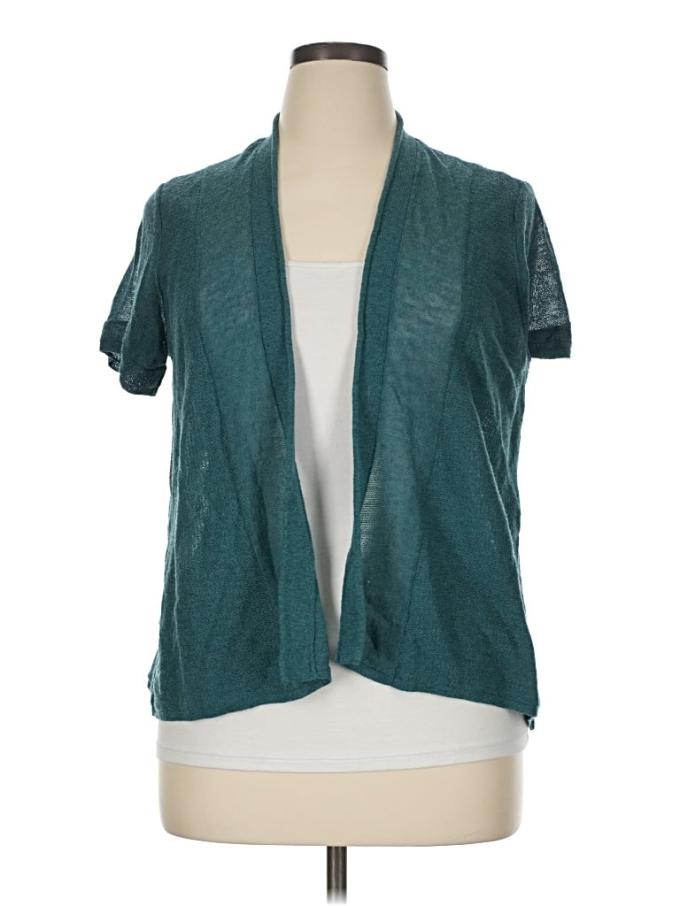 Eileen Fisher Wool Cardigan Sweater In Teal