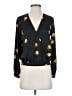 Madewell 100% Polyester Black Bubble-Sleeve Wrap Top in Floating Florets Size XS - photo 1