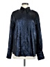 Karen Millen 100% Polyester Metallic Blue Long Sleeve Blouse Size 6 - photo 1
