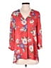 Rose + Olive 100% Polyester Floral Red 3/4 Sleeve Blouse Size M - photo 1