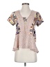 en elle 100% Polyester Tan Short Sleeve Blouse Size XS - photo 1