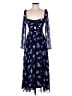 Self-Portrait 100% Polyester Floral Blue Cocktail Dress Size 2 - photo 1