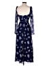 Self-Portrait 100% Polyester Floral Blue Cocktail Dress Size 2 - photo 2