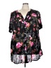 Roaman's 100% Rayon Floral Black Short Sleeve Blouse Size 26w - photo 1