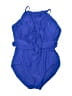 Contours by Coco Reef Solid Blue One Piece Swimsuit Size 10 - photo 1