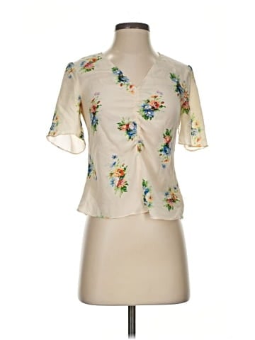 Madewell Silk Shirred-Front Top in Classic Corsage (view 1)