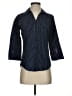 BCX Polka Dots Blue 3/4 Sleeve Button-Down Shirt Size S - photo 1