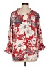 Talbots 100% Polyester Floral Red 3/4 Sleeve Blouse Size 12 - photo 1