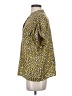 CAbi 100% Silk Print Yellow Short Sleeve Silk Top Size S - photo 5