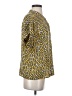 CAbi 100% Silk Print Yellow Short Sleeve Silk Top Size S - photo 4