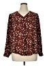 Lush 100% Polyester Burgundy Long Sleeve Blouse Size 1X - photo 1