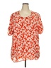 Halogen 100% Polyester Orange Short Sleeve Blouse Size 2X - photo 1