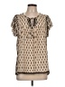 DR2 100% Polyester Tan Short Sleeve Blouse Size L - photo 1