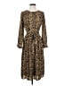 J.Crew 100% Polyester Animal Print Brown Casual Dress Size 2 - photo 1