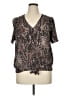 Charming Charlie 100% Polyester Animal Print Brown Short Sleeve Blouse Size XL - photo 1