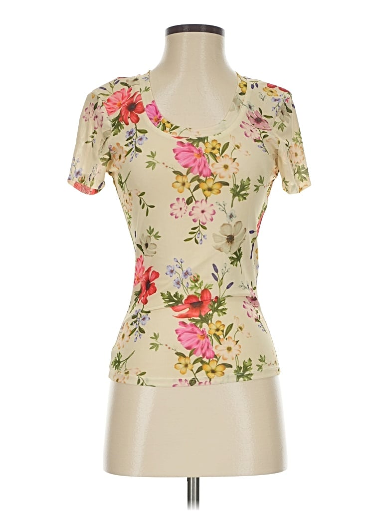 Pre-owned Avec Les Filles Short Sleeve T-shirt In Ivory
