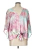 Adrienne 100% Polyester Tie-dye Pink Long Sleeve Blouse Size L - photo 1
