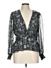 Old Navy 100% Polyester Silver Long Sleeve Blouse Size L - photo 1