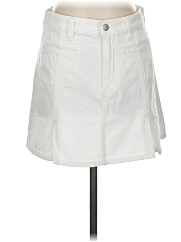 Madewell Denim Pleated Mini Skirt in Tile White (view 1)