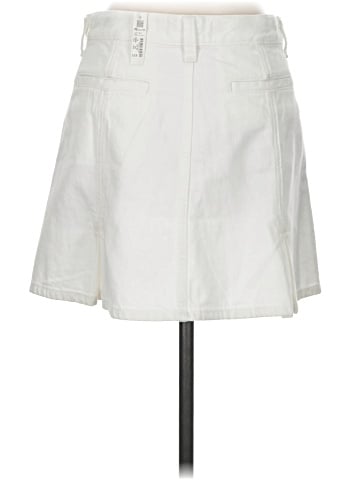 Madewell Denim Pleated Mini Skirt in Tile White (view 2)