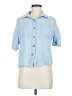 Shein Blue 3/4 Sleeve Button-Down Shirt Size M - photo 1