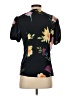 Ecru 100% Polyester Floral Black Short Sleeve Blouse Size S - photo 2