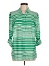 Chico's 100% Cotton Stripes Green 3/4 Sleeve Button-Down Shirt Size Med (1) - photo 1
