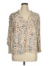 Aqua 100% Polyester Animal Print Tan 3/4 Sleeve Blouse Size XL - photo 1