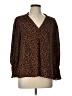 Aqua 100% Polyester Animal Print Brown 3/4 Sleeve Blouse Size L - photo 1