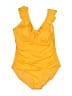 Unbranded Solid Yellow One Piece Swimsuit Size L - photo 1