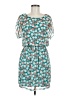 Ezra 100% Polyester Print Teal Casual Dress Size M - photo 1