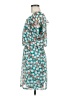 Ezra 100% Polyester Print Teal Casual Dress Size M - photo 5