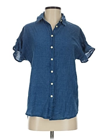 Madewell Central Ruffle-Sleeve Shirt in Indigo (view 1)