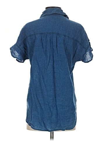 Madewell Central Ruffle-Sleeve Shirt in Indigo (view 2)