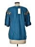 Solitaire 100% Rayon Blue 3/4 Sleeve Blouse Size L - photo 2