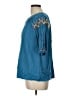 Solitaire 100% Rayon Blue 3/4 Sleeve Blouse Size L - photo 5