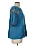 Solitaire 100% Rayon Blue 3/4 Sleeve Blouse Size L - photo 4