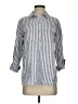Ellen Tracy 100% Linen Stripes Blue 3/4 Sleeve Button-Down Shirt Size S - photo 1