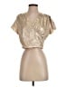 Zara Basic 100% Polyester Metallic Gold Short Sleeve Blouse Size S - photo 1