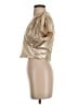 Zara Basic 100% Polyester Metallic Gold Short Sleeve Blouse Size S - photo 5