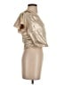 Zara Basic 100% Polyester Metallic Gold Short Sleeve Blouse Size S - photo 4